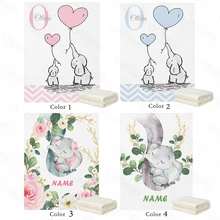 

LVYZIHO Personalized Name Elephant and Balloon Baby Blanket - 30x40 / 48x60 / 60x80 Inches - Fleece Blanket