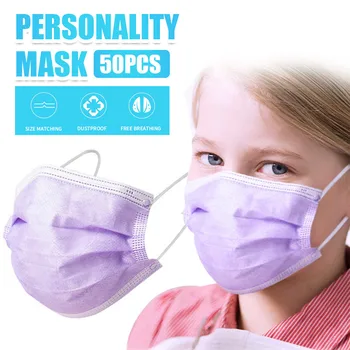 

50 Pcs Disposable Mask For Face Kids Non-Woven 3 Layer Fashion Face Masks For Germ Protection Print Mascarillas Flag Bandana