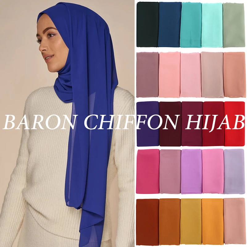 7 pçs/lote Bolha Chiffon Hijab Muçulmano Cachecol Mulheres Cor Sólida Macio Longo Xales e Wraps Hijabs Georgette Lenços de Cabeça Senhoras
