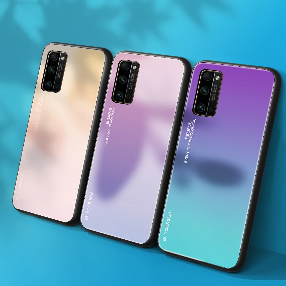 Градиентный жесткий стеклянный чехол для телефона Huawei Honor 20i 10i 30 20 Pro 10 9 lite задней