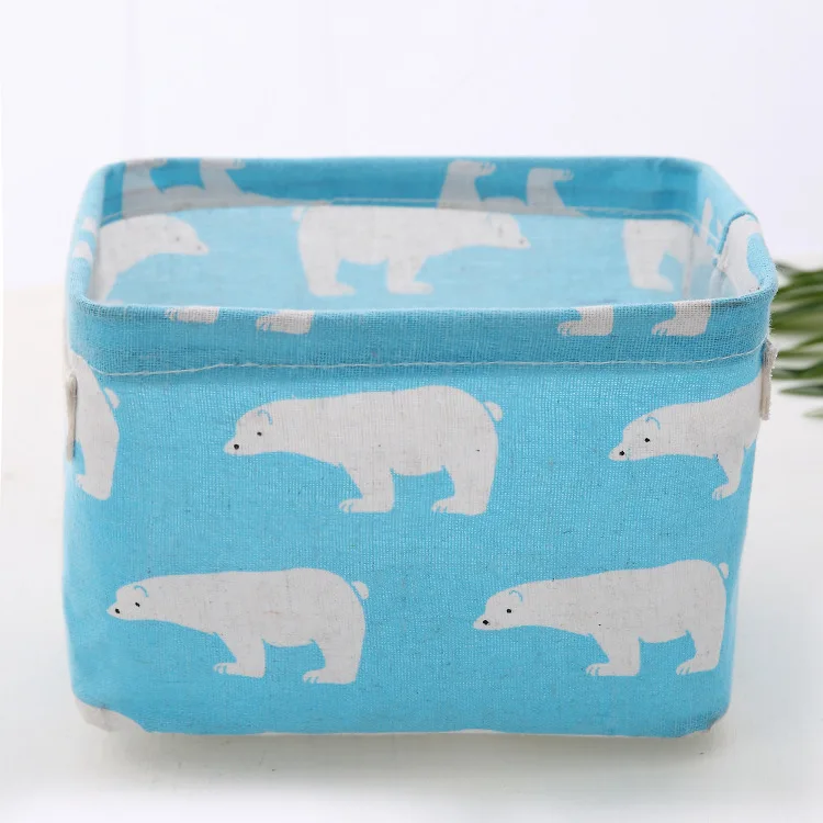 Нордическая настольная корзина для хранения Милая коробка для хранения игрушек швейная Косметика корзина Домашний Органайзер для белья сумка грязная корзина для одежды - Цвет: Blue Bear -S