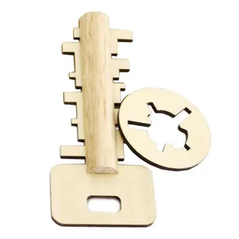 

Handmade Wooden Unlock Puzzle Key Lock Classical Kids Children Toy Intellectual Brain Tease Game Puzzle Solution Key Lock