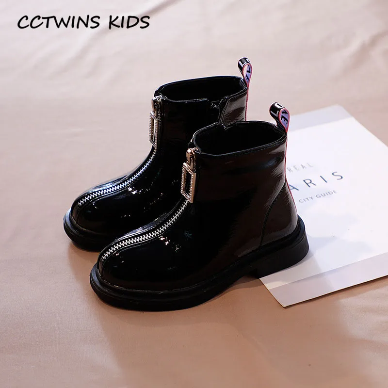 CCTWINS/детская обувь; коллекция года; Осенняя детская обувь из искусственной кожи; Брендовые ботильоны для малышей; модная обувь принцессы для девочек; Цвет Черный; FB1717 - Цвет: Черный