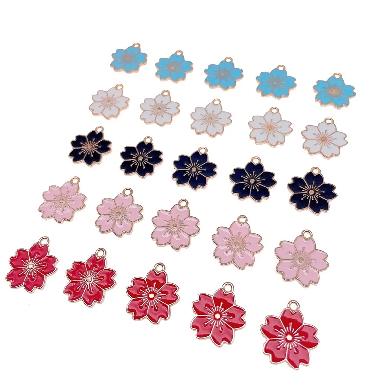 10 Teile/satz Bunte Emaille Sakura Charme für DIY Schmuck Machen Liefert Handgemachte Frauen Halsketten Zubehör Schmuck Großhandel – Detail 3