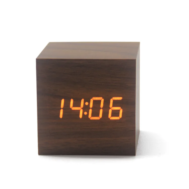Creative Wood LED Wood Clock Multi-functional Electronic Clock Environmentally Friendly Home Smart Alarm Clock with Numbers Tabl