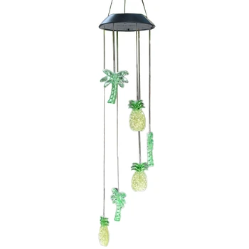 

NEW-Solar Coconut Tree Pineapple LED Wind Chime Outdoor-Waterproof Solar Discoloration Romantic Wind Chime