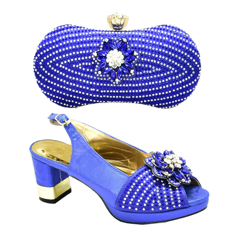 High Quality African Matching Shoes and Bags Italian In Women Shoes Woman High Heel Elegant Women Party Pumps Rhinestone Heels