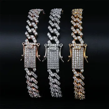 

Hip hop micro pave zircon gold hip hop bracelet ice out men's buckle full zircon fashion bracelet jewelry