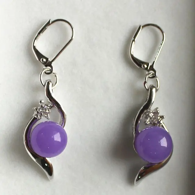 

New! 2014 nice 10mm purple jade bread earring