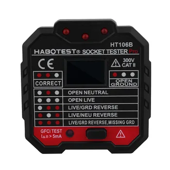 

HABOTEST Digital Display Socket Tester Leakage RCD Test Power Supply Voltage Detector RCD/GFCI Test Button 7 LED Light Patterns