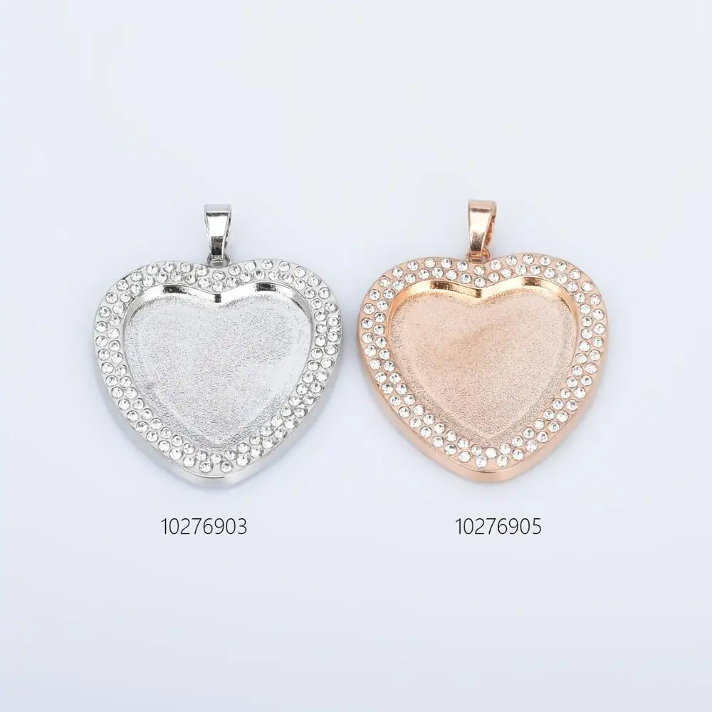 25mm Zinc Alloy Double Rhinestone Heart 