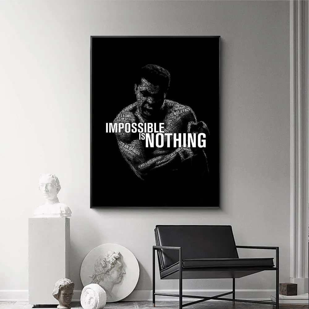 Impossibile È Niente Ispirazione Citazione Poster E Stampa Boxe King Wall Art Canvas Painting Pictures For Home Wall Decoration