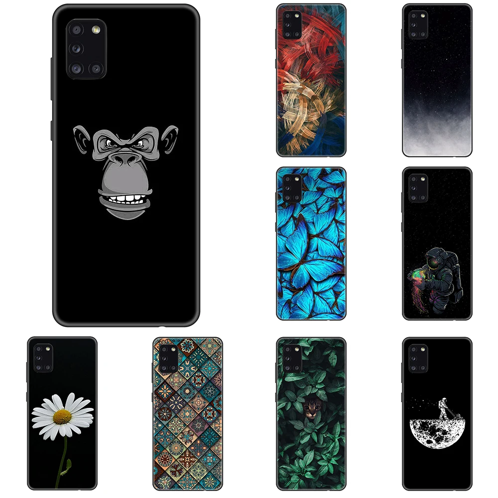 Черный чехол для Samsung Galaxy A31 роскошный силиконовый из ТПУ с животными телефона A 31