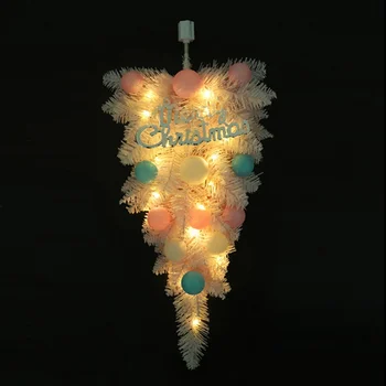 

Upside Down Artificial Christmas Tree Christmas Hanging Pendant With LED String Light Holiday Front Door Wall Decor Ornaments