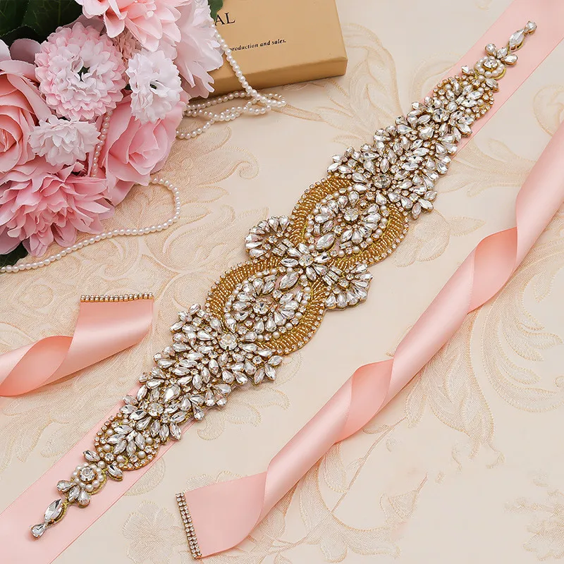 Color 7 JaneVini роскошные белые свадебные Ремни ручной работы Bling Украшенные стразами свадебные туфли атласный пояс для платья невесты Аксессуары: пояса - Цвет: Color 7