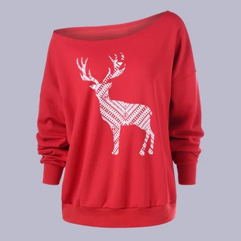 

Women's Fashion Sweatershirt Casual All-match Knitted Long Sleeves Deer Pattern Sweater Christmas Festival Tops Sweatershirt