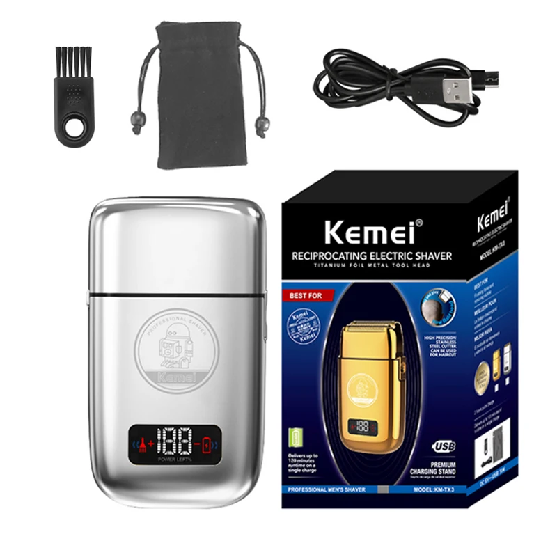 Original Kemei Metal 5-Speed Electric Shaver For Hair Beard Rechargeable Bald Shaving Machine For Men Fade Finishing Tool Shaper