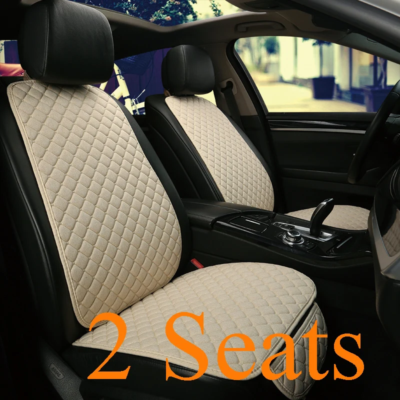 

2 PCS Flax Car Seat Cover Protector Front Seat Back Cushion Pad Mat with Backrest for Auto Automotive interior Truck Suv or Van