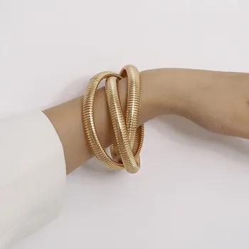

Gold Color Three Wide Metal Cross Bracelet 2020 New Punk Style Fashion Simple Alloy Bracelet For Women Girl Party Jewelry Gift