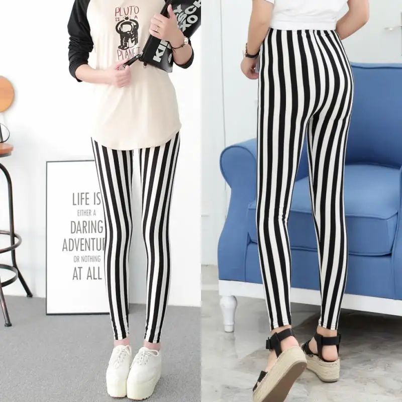 grey leggings YSDNCHI Striped Printing Pants Fitness Legging Elastic High Waist Polyester Women Stretchy Workout Leggins leggings with pockets