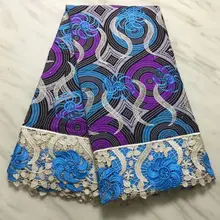 High Quality New Arrival Ankara Plus beads and drill Wax Lace Wax Fabric African Embroidery Wax With Lace Fabric pL01