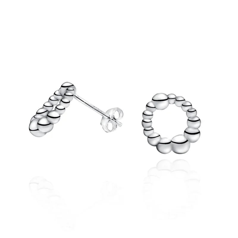 

2020 Valentine's DAY New Beaded Circle Stud Earrings Trendy Unique Design Forever Stud Earrings Sterling Silver 925 Jewelry