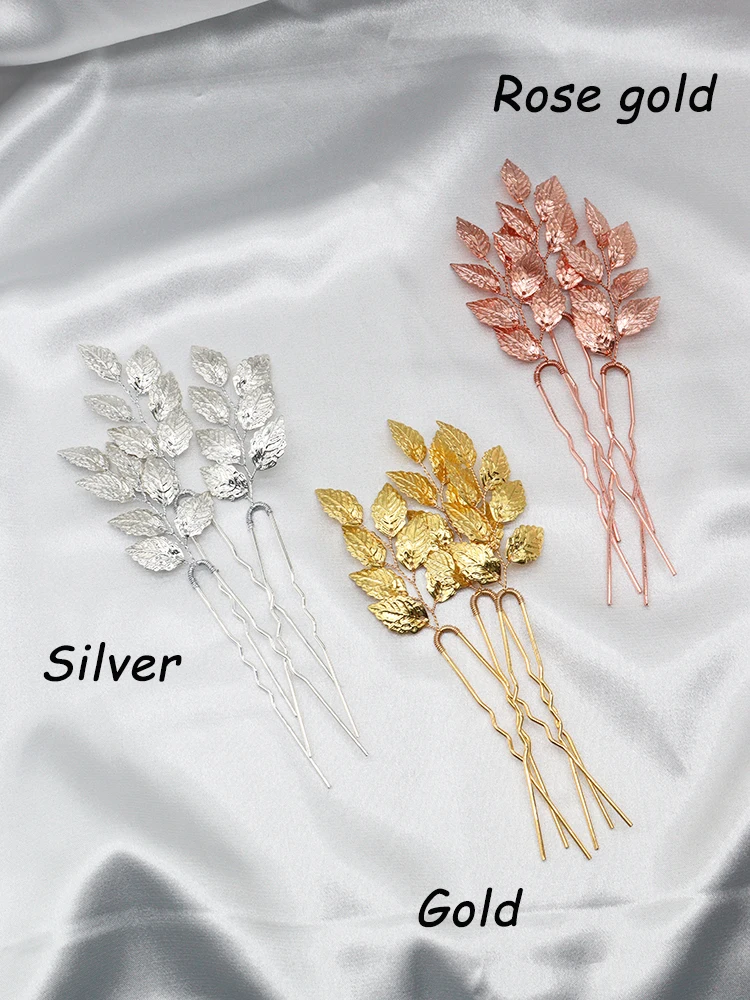Bridal Hair Accessories Vintage Gold Leaf Hair Pin Elegant Women Hairpiece Casual Hair Clip Jewelry for Bride Wedding
