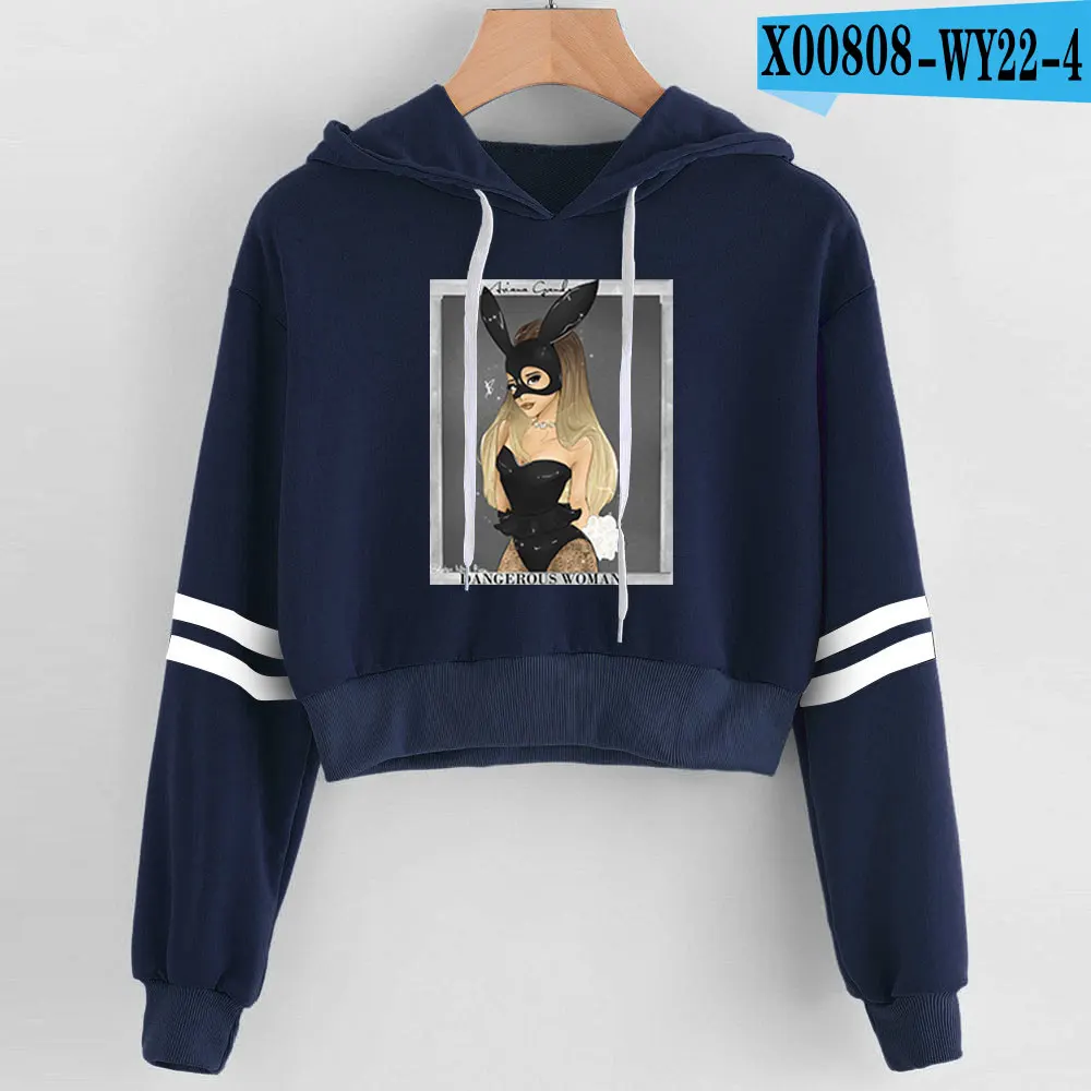 navy Pertty Ariana Grande Navel толстовки женские модные повседневные сексуальный пупок Толстовка Ariana Grande для девочек уличная хип-хоп толстовка - Цвет: navy