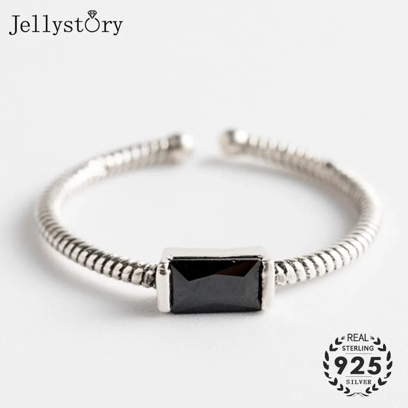 Jellystory Nouveau Argent 925 Bijoux Anneaux Ouverts Pour Les Femmes Rectangle En Forme Obsidienne Pierres Precieuses Anneau De Mariage Cadeaux De Fete En Gros Aliexpress