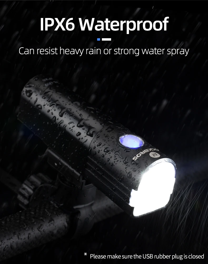 ROCKBROS Bike Light Rainproof Bicycle Front Lamp USB Charging Headlight 800 Lumen Multiple Modes Flashlight Cycling Accessories