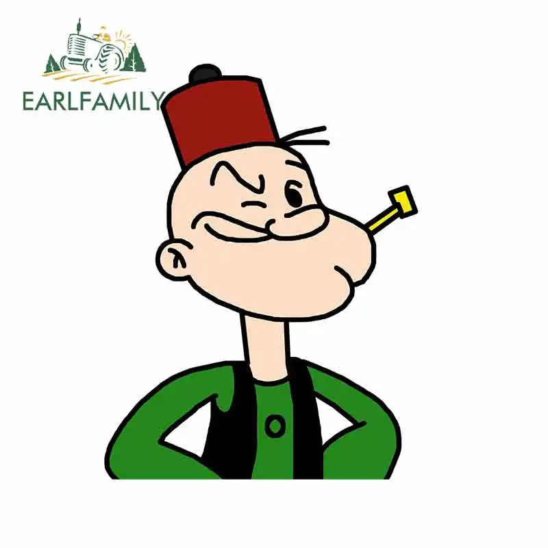 EARLFAMILY 13 см x 9 8 Автомобильная наклейка для Popeye с красной шляпой и зеленым платьем