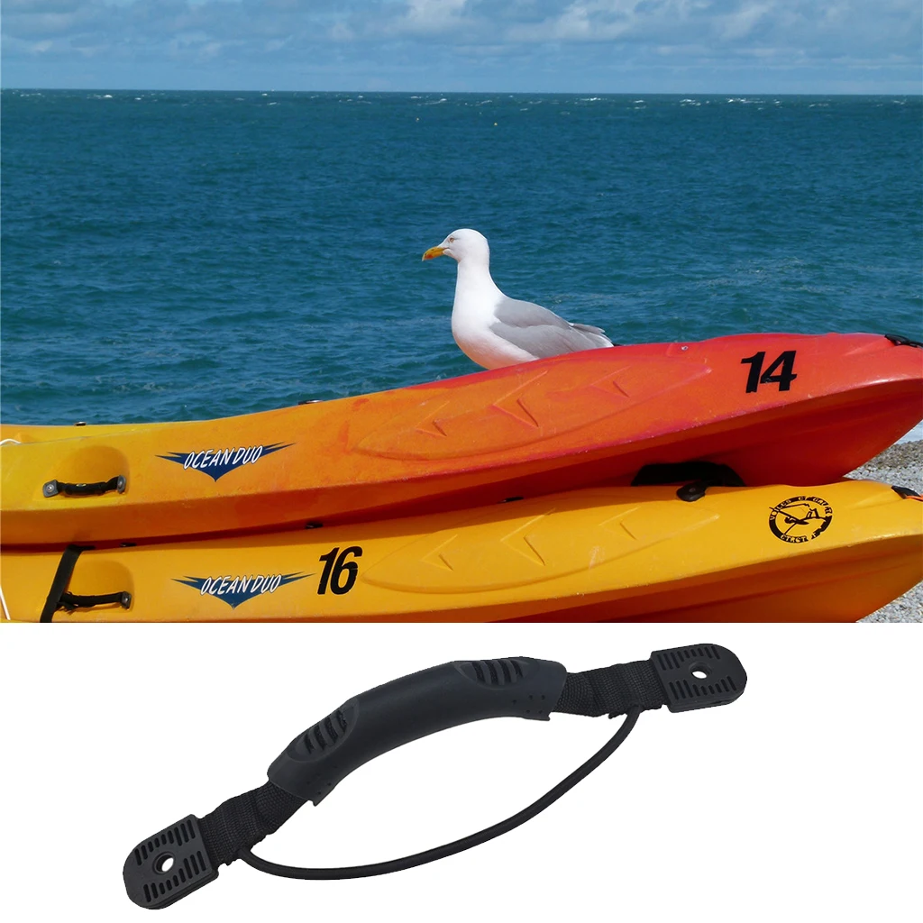 28.5cm Black Kayak Canoe Boat Side Mount Carry Handle Fixing Paddle + Bungee Cord Accessory