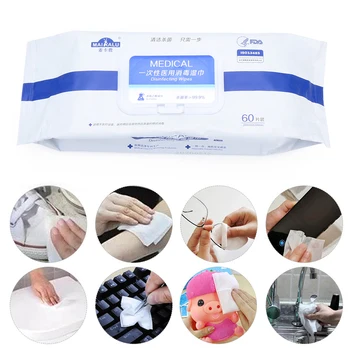 

60pcs/pack 75% Alcohol Wet Wipes Disinfection Wipes Pads Sterilization 99.9% Skin Care Health Disposable Non-woven Clean Homeuse
