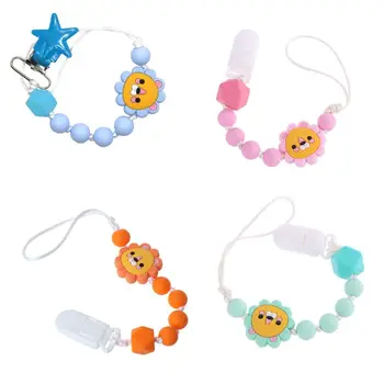 

Cute Lion Silicone Beads Pacifier Chain Dummy Holder for Infant Baby Shower Gift Pacifier Clips anti-lost stroller chain