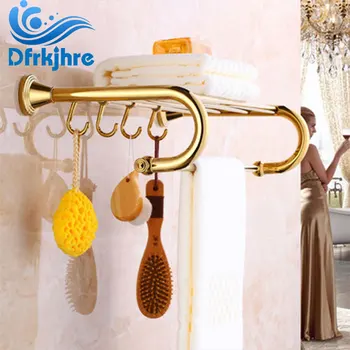 

Dfrkjhre Bathroom Shelves Crystal Copper Holder Organizer Wall Mounted Storage Towel Rack Hook Kitchen Hanging Shelf