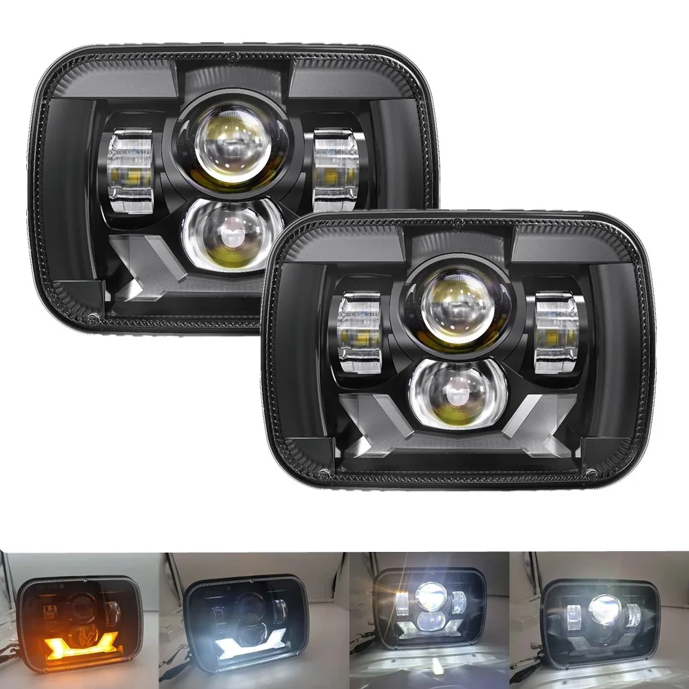 

2pc New 5x7 7x6 Inch LED Headlights High Low Sealed Beam Headlamp DRL For Jeep Wrangler YJ Cherokee XJ H5054 H6054LL 6052 6053
