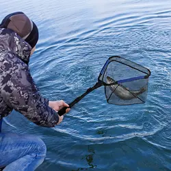Floating Fishing Net Foldable Telescopic Landing Net Collapsible Fishing Dip Net for Trout Bass Kayak Freshwater Lures Hand Net