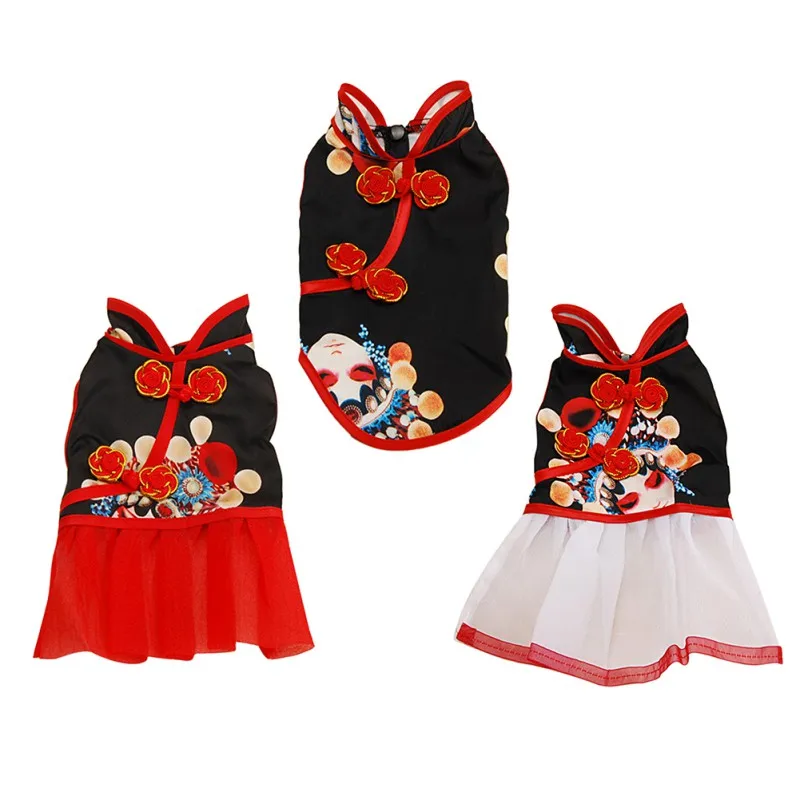 Летнее платье для собак; Одежда для собак; Cheongsam; платье для питомцев; платье для кошек; Тюлевое платье для собак; платья для маленьких и средних собак; чихуахуа, Йоркшира