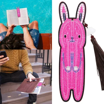 

Diamond Painting Bookmark 5D DIY Leather Special Art Mosaic Animal Tassel Book Marks Embroidery Book Logo Craft