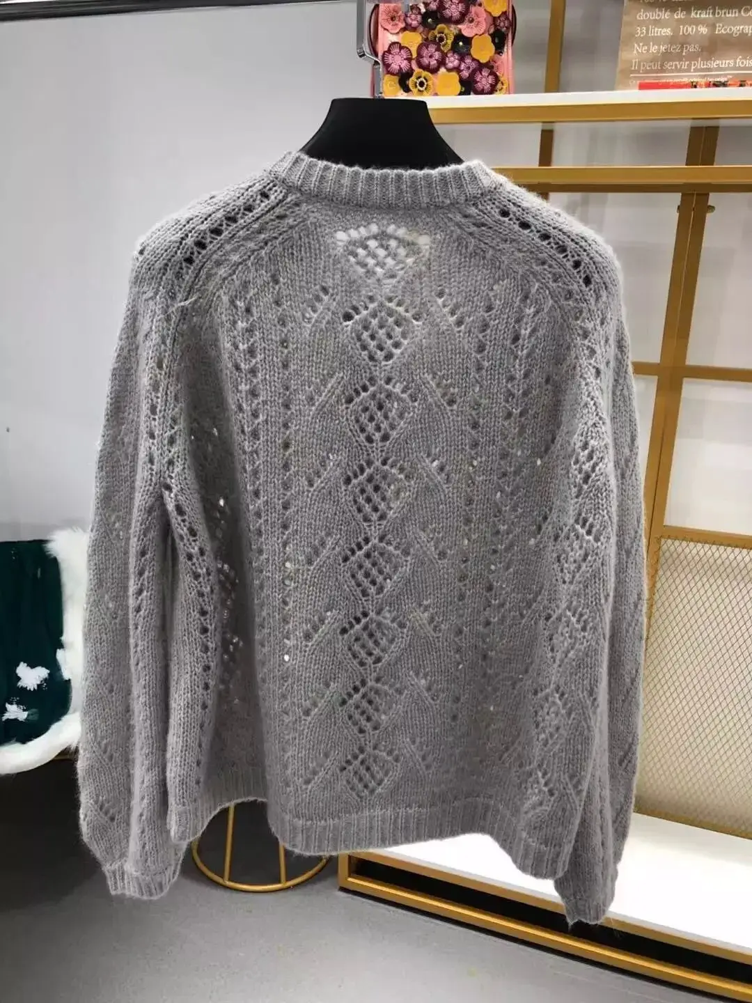 Женский мохер сладкий мягкий кардиган свитер однобортный выдалбливают Pull Top