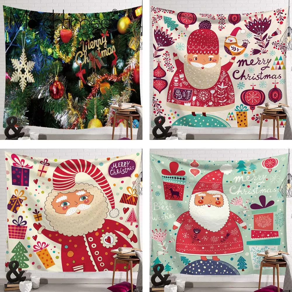 

Merry Christmas Tapestry Large Bedspread Hippie Wall Hanging Tapestries Throw Rug Mat Santa Xmas Gift Backdrop Party Home Decor