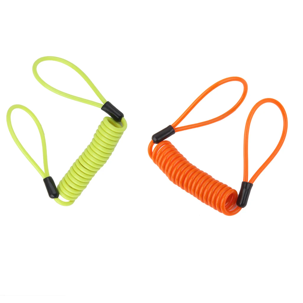2pcs Safety Lanyard Spring Coil Wire Rope Disc Brake Lock Reminder Cable