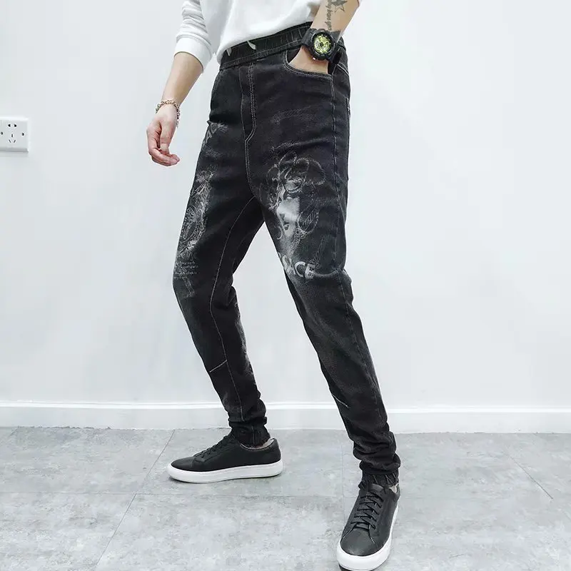 ICCLEK 2021 Fall Black Jeans Men's Jeans Slim Jeans Fashion Men's Stretch Harem Pants Men's Pants Skinny Jeans Men