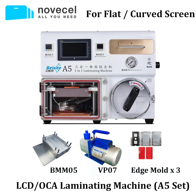 

Novecel A5 Vacuum LCD Laminating Machine+Autoclave Bubble Remover for iPhone Samsung and Flat Curved Screen LCD Refurbish