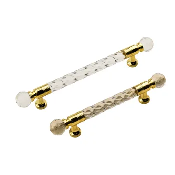 

Large crystal European style simple cupboard wardrobe door drawer handle modern simple golden handle furniture hardware