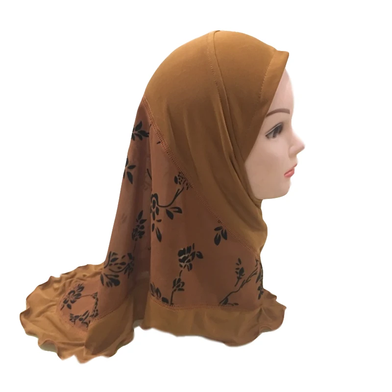 Мусульманские дети хиджаб для девочки цельный Амира исламский тюрбан шапка платок обертывание арабский молитва хиджабы головные уборы готовы носить шарф - Цвет: 04 Dark Yellow