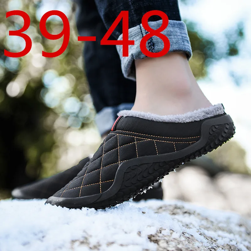 

Big Size 39-48 Lazy Cotton Slippers Men Winter Outdoor Men Shoes WaterProof Cold-Proof Casual Shoes Men Plush Warm Man Footwear