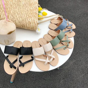 

Female Shoes Ladies' Slippers Rubber Flip Flops Lady Luxury Slides 2020 Hawaiian Summer Flat Girl Designer PU Rome Fabric