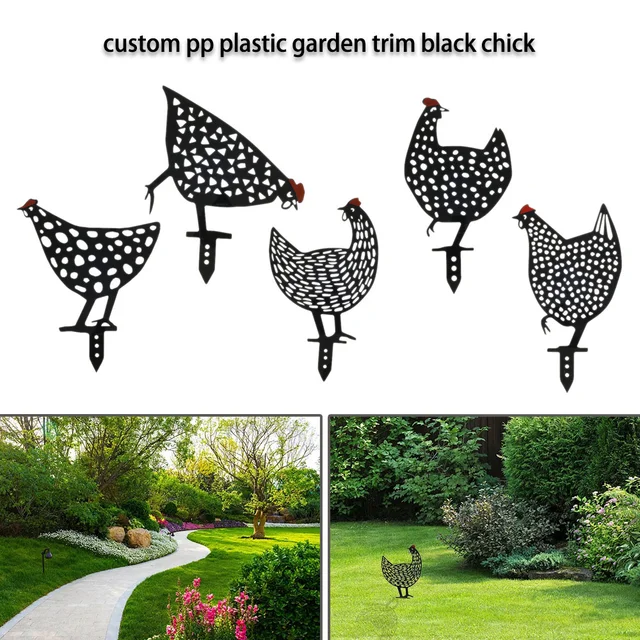 5Db/Szett Tyúk Csirke Udvar Szobra Kreatív Művészeti Dekoratív Kerti Pázsit Tét Fém Art Kakas Anim Kertészeti Díszek - Image 2