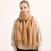 100% Pure Wool Scarf Women Winter Solid Dark Red Wool Shawls and Wraps for Ladies Pashmina Tassel Cashmere Scarves Foulard Femme 5